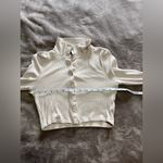 The Range  Beige Ribbed Button Front Long Sleeve Designer Top Mock Neck Sz S EUC Photo 6