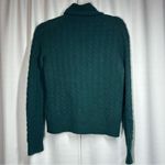 J.Crew Womens Cable Knit Sweater Size XS Green Alpaca Wool Turtleneck Ruffle Photo 5