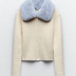 ZARA Faux Fur Collar Cardigan Photo 9