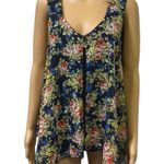 Lavish  Blue Green Floral Layered Open Front Swing Top Sleeveless Blouse Size XL Photo 0