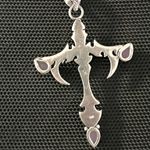 Pink Rose Quartz Sterling Silver 2.5” Cross Pendant Photo 4