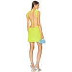 Ganni Velvet Crochet Open Back Mini Dress in Lime Punch Small New Womens Velour Photo 1