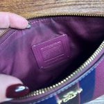Coach Jes Gallery Pouch Jersey Striped Burgundy & Navy Clutch Wristlet Purse Photo 3