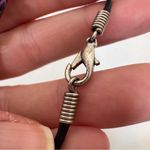 Vintage 90s Purple Millefiori Bead Bracelet Black Leather Silver Tone Photo 3