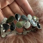 Lia Sophia Silver Tone Metal, Black  & Rhinestone Stretch Bracelet EUC. Worn 1x Photo 3