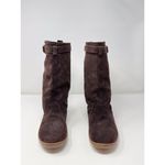 Coach Womens Boots Brown Maressa Suede Mid Calf Monogram Logo Buckle US 7.5 B Photo 1