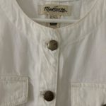 Madewell Women's Denim High Crewneck Button Front Jean Vest White 8 New Photo 2