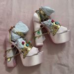 Sugar Thrillz Pink Princess Crown Heels with Gold and Jewel Details Size 7 Photo 0