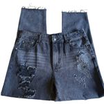 Nasty Gal NWT High Rise Ripped Distressed Faded Black Raw Hem Denim Jeans Size 8 Photo 4