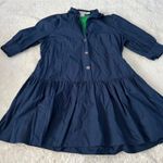 Gretchen Scott Women's Sweet Dress Navy Cotton Poplin Sz L Goddess Preppy Chic Photo 0