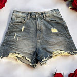 Nasty Gal Womens Blue Denim Cut Off Shorts Size 6 Distressed Cotton Photo 0