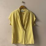 Vintage Annie Alexander 100% Silk Mellow Yellow Blazer Blouse Size 4 EUC Photo 2