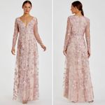 Mac Duggal Pink Floral Applique Illusion Long Sleeve Gown 70224 Sz 6 NWT Photo 3