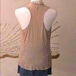 Women’s Silk Fringe Trimmed Plunge Draped Cowl Neck Racerback Tank Pink Size XS Photo 2