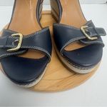 Clarks  Collection Zia Castle Black Leather Wedge Ankle Strap Sandal Women Sz 10M Photo 1