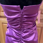BHLDN  Selena Strapless Stretch Satin Slip Ruched Midi Dress‎ Purple Size Medium Photo 9