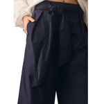 En Saison Marin Navy Wide Leg Embroidered Belt Trousers | Size L | Anthropologie Blue Size L Photo 3