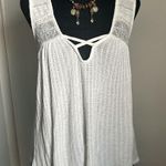 Lucky Brand  Women’s Boho Lace Inset Cut Out Criss-Cross Neckline Tank Top Photo 5