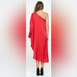 Uniqlo  Red Satin Oversize One Shoulder Asymmetrical Dress Photo 1