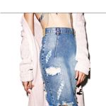 One Teaspoon Free Love Jean Skirt Ford Distressed Photo 5