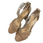 Sam Edelman  Yancy Ankle Strap Block Heel Peep Toe Suede Sandals Oatmeal Size 9.5 Photo 4