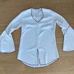 Derek Lam Collective Split Hem Pipe Edge Bell sleeve Blouse in White & Black Photo 0