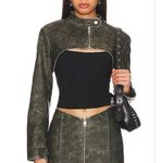 superdown - Lupita Faux Leather Shrug top and Mini Skirt in Greenish Gray Black Photo 4