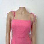 Old Navy [] Pink Linen Blend Square Neck Mini Dress Smocked Tie Straps Sz Large L Photo 3