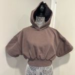 Free People Movement Dusty Brown Cropped Short Sleeve Boxy Hoodie. Size M Photo 0
