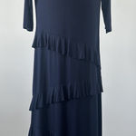 Multiples  Navy Ruffle Long Maxi Dress - Soft And Stretchy - Size M (b43) Photo 0