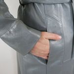 Vintage 70s Reed Sportsman Grey Leather Belted Trench Coat Size M Photo 4