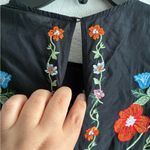 ZARA  Black Mini Ruffle Tunic Dress With Colorful Floral  Embroidery Design XS Photo 10