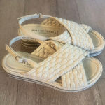 Pons‎ Quintana Leather Woven Cream Platform Sandal Size 37 NEW Photo 0