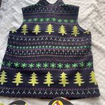 Christopher & Banks  black green Christmas tree sweater vest button up grannycore Photo 3