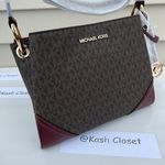 Michael Kors MK Nicole Large Triple Compartment Crossbody- Merlot Photo 3