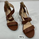 Womans Just Fab Eden Strappy Open Toe Wedge Sandals 10 Brown Photo 0