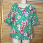 The Pioneer Woman green floral 3/4 sleeve blouse top shirt woman’s small EUC Photo 0