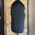 BLL Women's Sweater Vest Size Small Black Faux Fur Side Belts Hippie Boho Photo 5