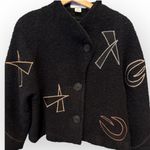 VTG MaryLou Ozbolt Storer Abstract Art Wool Jacket Size Small Black Photo 3