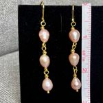 Natural Lavender Baroque Pearl Triple Drop Leverback Earrings Purple Photo 4