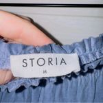 Storia Women's Medium Blue White Tie Dye Strapless High Low Asymmetrical Dress Photo 3