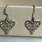 American Vintage Vintage Silver Filigree heart Dangle Earrings Photo 0