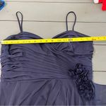 Camille La Vie Evening Gown Navy Draped w/ Fabric Flowers Size 14 Photo 6