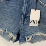 ZARA  Denim distressed embellished high waisted shorts Photo 3