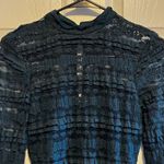 Lush Clothing LUSH Teal Lace Ruffled Mock Neck Long Sleeve Mini Dress Women's Size Small Green Photo 9