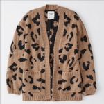 Abercrombie & Fitch  Leopard Cheetah Print Open Knit Cardigan Sweater Small Photo 2