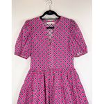 English Factory Womens Dress Pink Meredith Mini V Neck Puff Sleeve A Line Medium Photo 6
