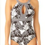 Catalina Women's High Neck Keyhole One Piece Swimsuit Size Small Black/White Photo 0