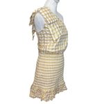 Rebecca Vallance NWT Almeria One‑Shoulder Mini Dress Ivory Checked Silk Blend XS Gold Size 14 Photo 2