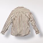 ZARA  Relaxed Fit Striped Long Sleeve Shirt Womens Size M Brown‎ White Photo 6